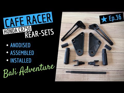 Cafe Racer Rear-Sets, Anodised and fitted, Honda CB750 Cafe Racer Build Video