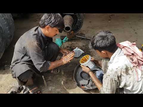 How to Grease Wheel Bearings and Fitting of Truck Tyre in Local Truck Workshop