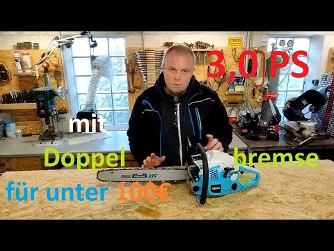 3,0 PS Benzin Kettensäge mit Doppelbremse für unter 100€ - Hillvert HT Silverthrone 2200 von Expondo