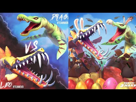 Drago vs Leo (whos the best?) - Hungry Shark Evolution vs Hungry Shark World