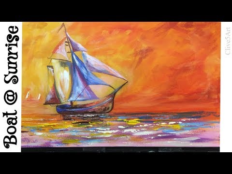 Sailboat Sunset Seascape Acrylic Painting for Beginners