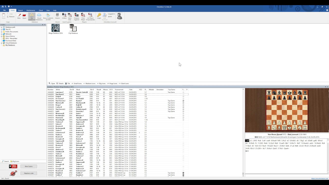ChessBase 14 - Game Input Mode