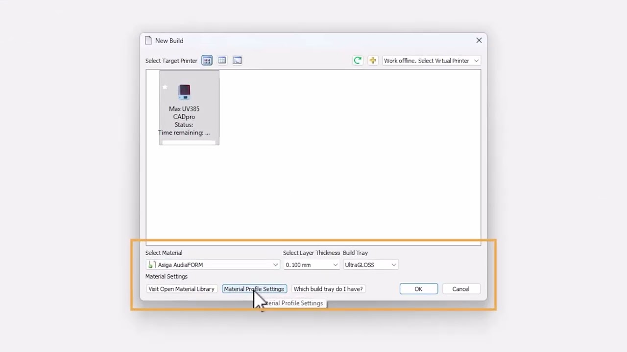 How to Select Zirlux Print Profiles on Asiga Printers