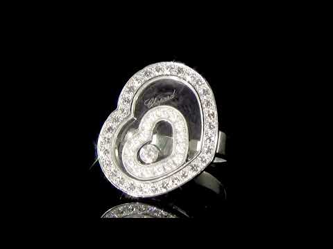 Lady's 18k White Gold Chopard 'Happy Spirit' Double Heart Ring