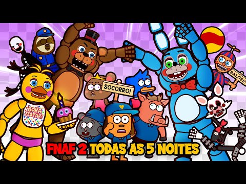 Five Nights at Freddy's 2: TODAS AS 5 NOITES com Dogo e Ratch (FNAF 2) | Desenho Animado