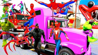 Ô Tô Cứu Hỏa Cùng Siêu Nhân Người Nhện Giải Cứu Spider Man Cars 2, Hulk, Superheres || tmphuong