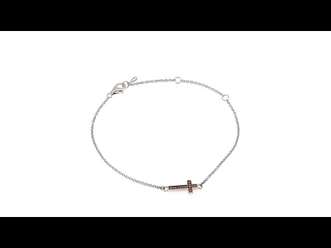 0.105ctw Colored Diamond Cross Sterling Silver Bracelet