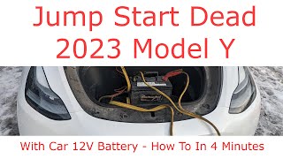 Jump Start A Dead Tesla 2023 Model Y How To With 12V Car Battery