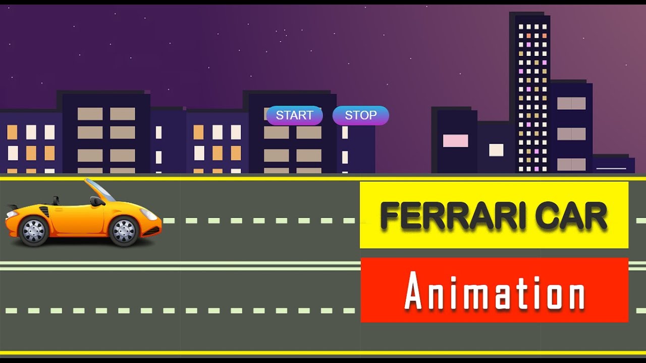 Ferrari Car Animation Using Pure HTML CSS & JavaScript 🏎️ | Running Car Animation JavaScript Project