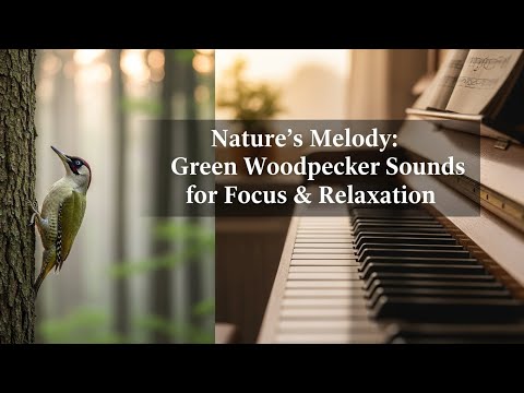 Ambient Bird Sounds Loop: Green Woodpecker with Instrumental Piano | 1 Hour Peaceful Music