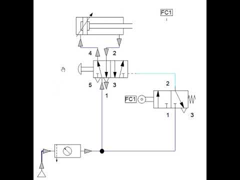 Exemplo de circuito pneumático com cilindro dupla ação com válvula 5/2 vias