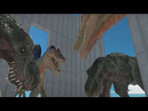 Giant Spino and T-rex Feeding Animal Revolt Battle Simulator