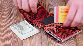Візитниця з натуральної фактурної шкіри під змію KARYA 20982 різнокольорова