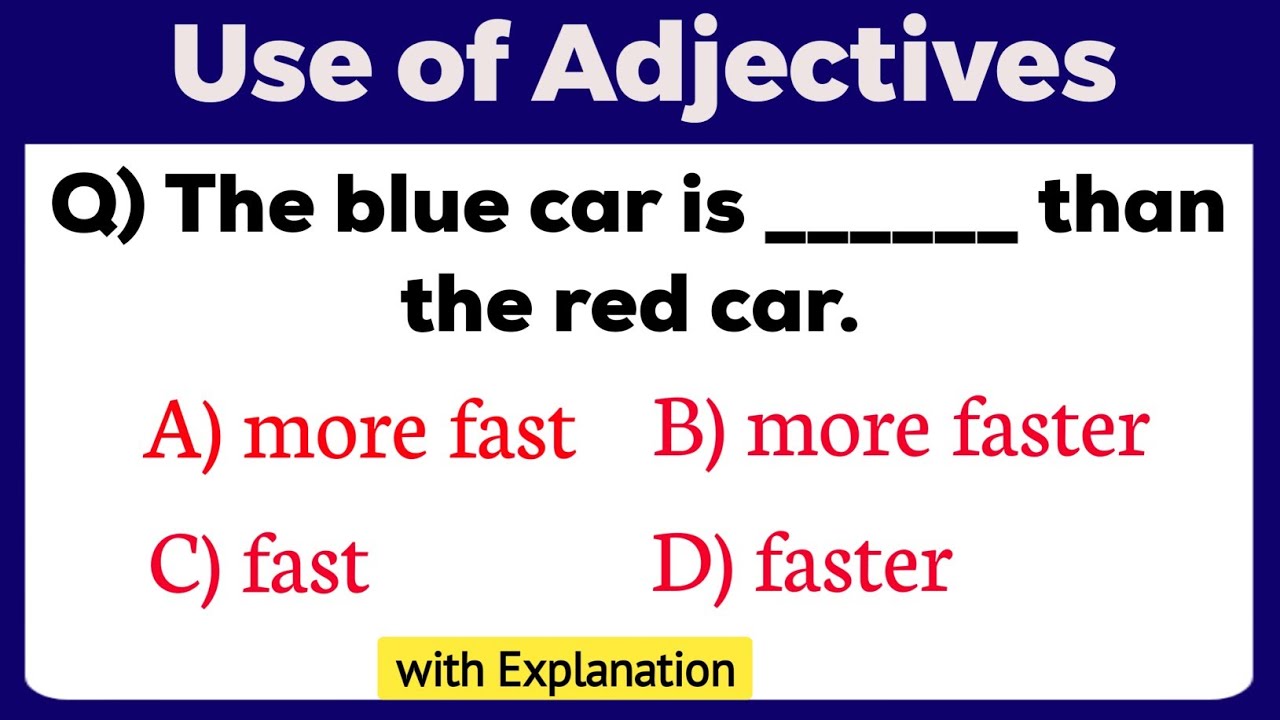 Adjectives in English Grammar | Practice Questions | Use of Adjectives | Quiz | #adjective #mocktest
