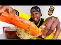 GIANT KING CRAB LEGS SEAFOOD BOIL MUKBANG ️