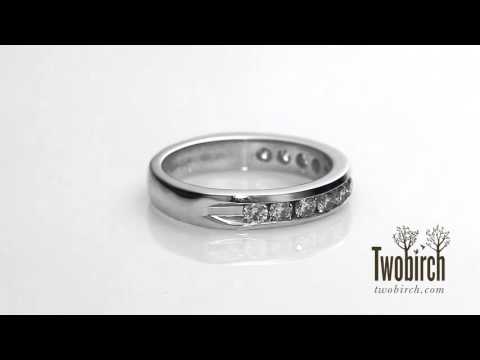 0.75 Carat Twelve Stone Channel Set Straight Wedding Ring - TwoBirch  TB-WR-0243-WG-J