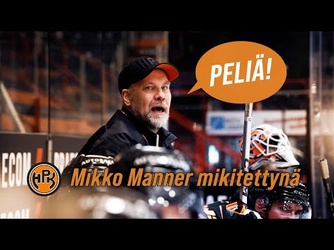 Mikko Manner mikitettynä harjoituksissa vetämässä treenejä ja markkinoimassa HPK:n ottelua!