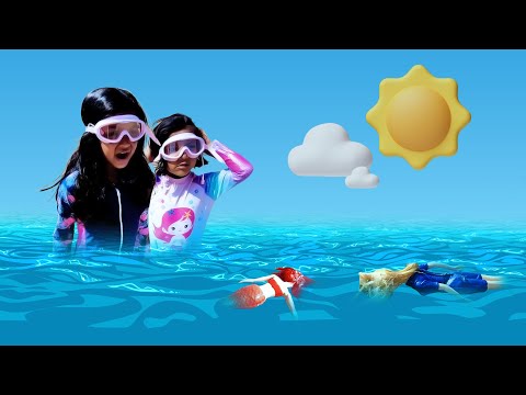 Esha & Soha Play with Dolls in Beach Water | Fun Beach Day!