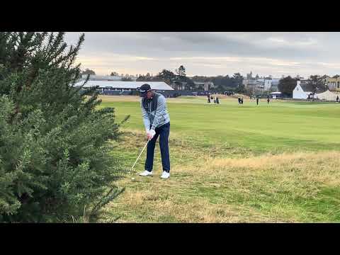 Grant Forrest 148 yard iron shot, hole 2 Dunhill 2024 Day 4
