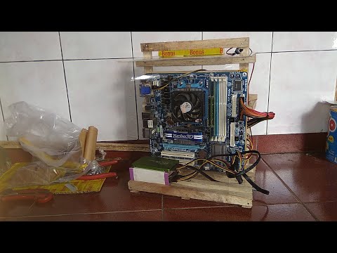 Assembling Old Used Hardware Computer & Handcrafted Wooden Stick Desktop PC Case
