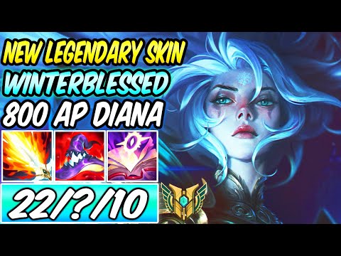 S+ WINTERBLESSED DIANA MID - NEW AMAZING LEGENDARY SKIN 800 AP GAMEPLAY | Best Build & Runes S13 LoL