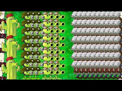 Cactus, Repeater vs Gatling Pea vs 99999 Zombies - PvZ 1