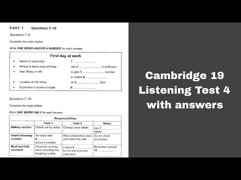 Cambridge 19 Listening Test 4 with answers | HD