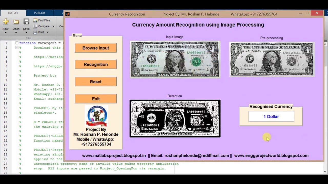 Currency Amount Recognition using Image Processing