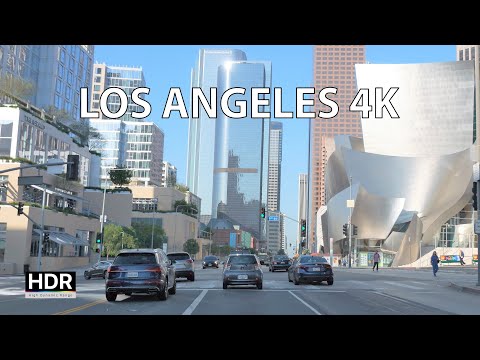Driving Los Angeles 4K HDR - Downtown Sunrise - USA