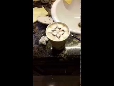 Make a star at a Cup of Cappuccino by using Etching latte art by me