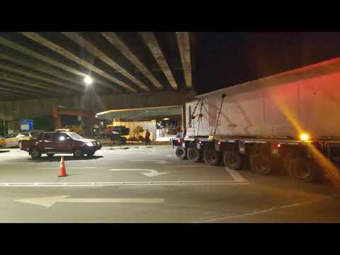 SPT Goldhofer transport concrete beam.