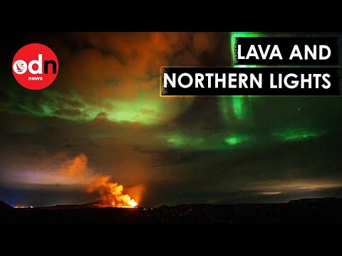 Watch Northern Lights Shine During Volcano Eruption