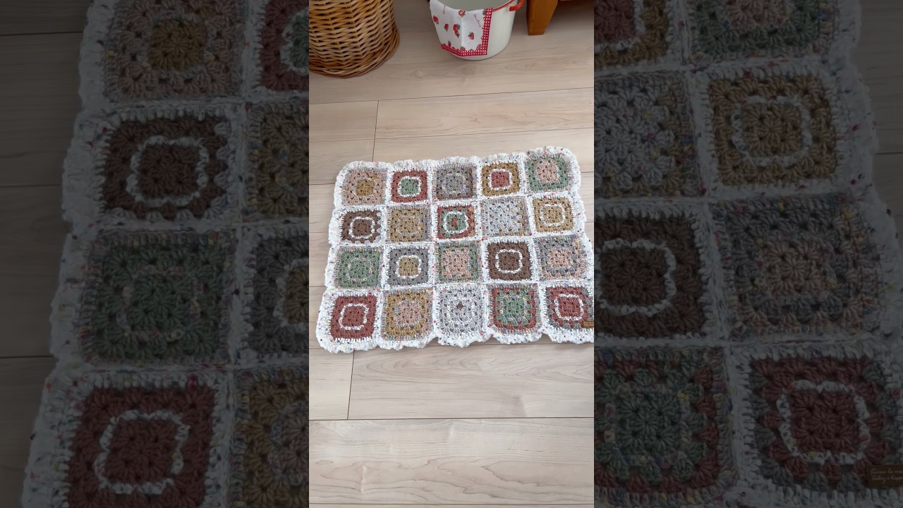 (ユザワヤ107円編み物)大活躍！ロリポップガーデンで玄関マット#short #shorts #編み物