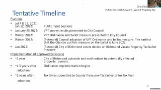 Community Workshop - Potential Vacant Property Tax Workshop #3 (Richmond CA)
