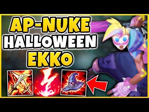 *NEW* AP-NUKE HALLOWEEN EKKO SKIN SPOTLIGHT! TRICK OR TREAT EKKO ONE-SHOTS! - league of Legends