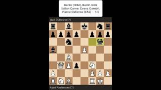 Shorts de ajedrez Adolf Anderssen vs Jean Dufresne [The Evergreen Game] #chess #shorts #chessshorts