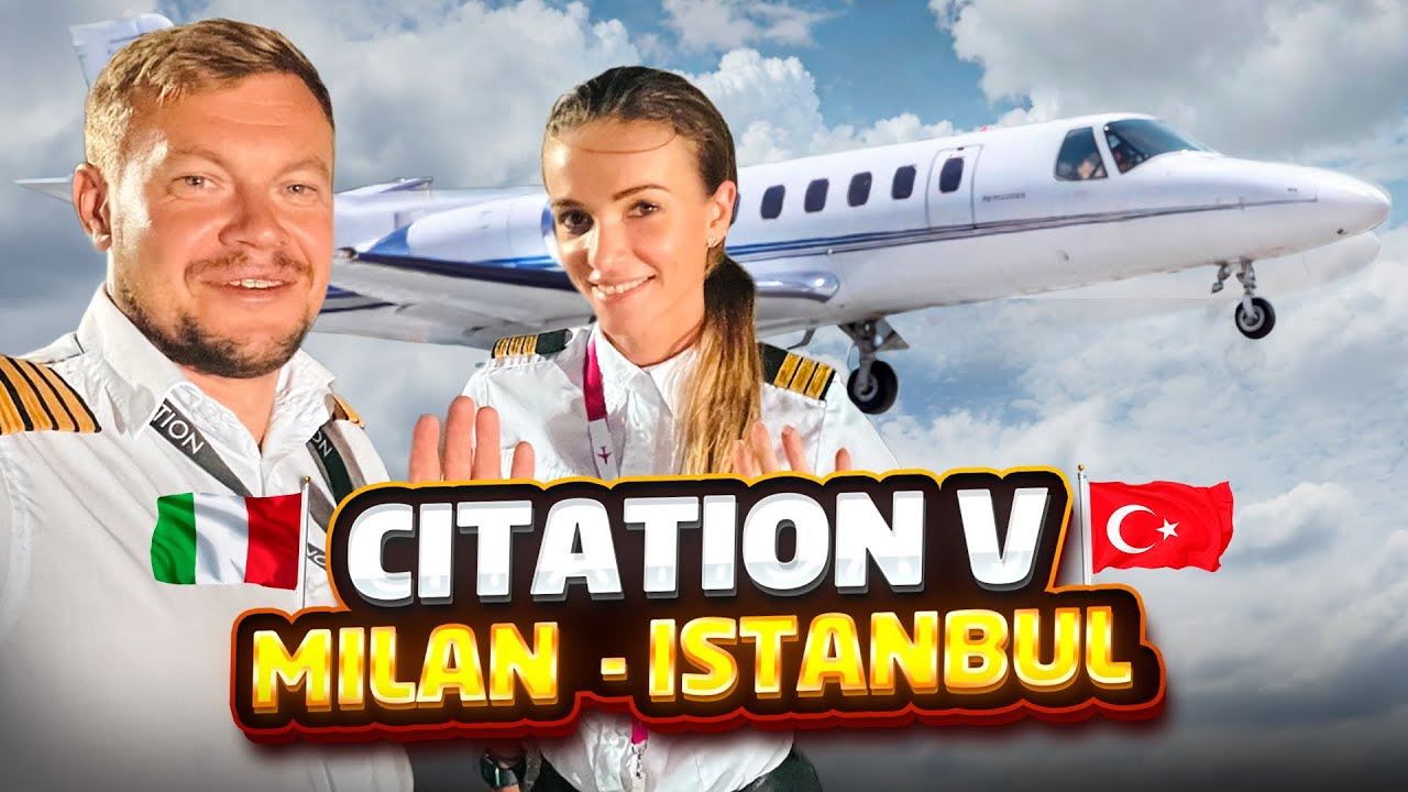 Business jet pilot day in life. Cessna Citation Ultra crew on flight Milano – Istanbul.