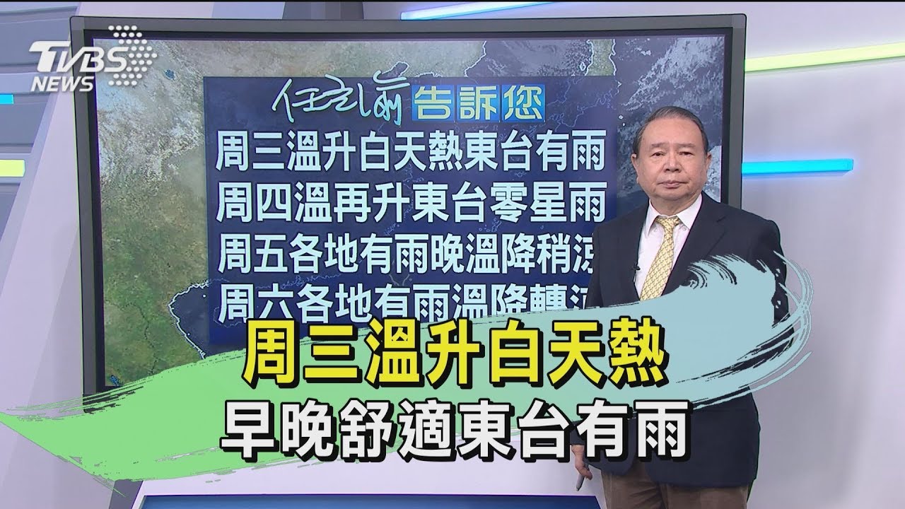 周三溫升白天熱 早晚舒適東台有雨