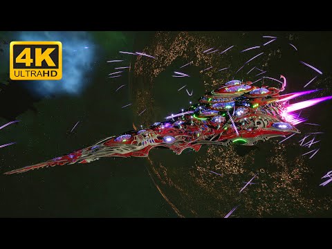 Craftworld Aeldari vs Imperial Navy - Skalgrim Mod - 4K Quality - Battlefleet Gothic Armada 2