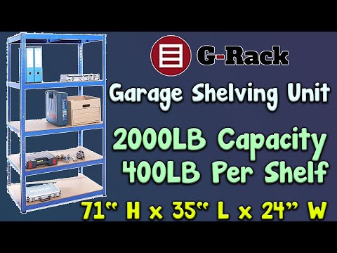 G-Rack Garage Shelving Units 71" H x 35" L x 24" W - Heavy Duty 2000LB Capacity (400LB Per Shelf)