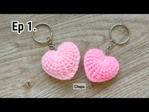 Ep1. ❤️ Crochet Easy Heart Keychain Tutorial step by step | Tunisian Crochet Heart #crochet