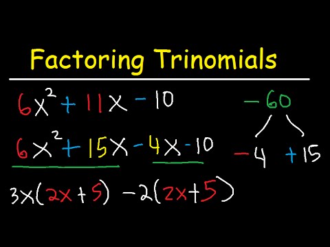 Factoring Trinomials With Leading Coefficient not 1 - AC Method & By Grouping - Algebra  - 3 Terms