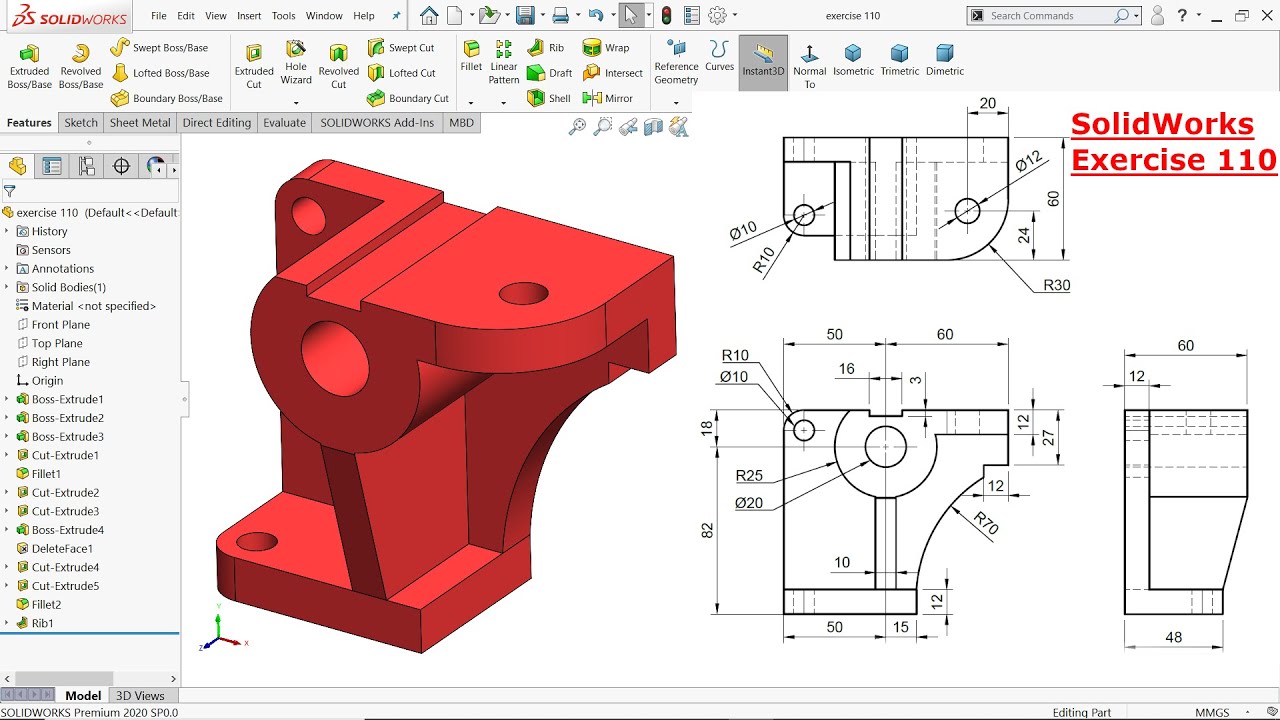 SolidWorks Tutorial for Beginners exercise 110