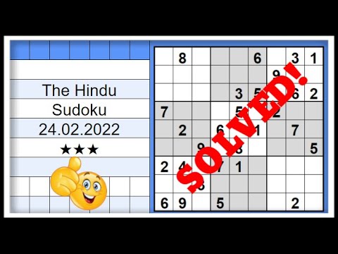 🔊How to Solve The Hindu Sudoku 3 Star | Step by Step Solution | 24.02.2022|  Level ★★★