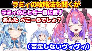 ヴィヴィが凸待ちで、ラミィの攻略法は一番に愛すことだと教えられるが、ぺこらがいるからと言われてしまう【ホロライブ切り抜き/綺々羅々ヴィヴィ/雪花ラミィ】