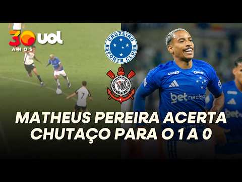 GOL DO CRUZEIRO! MATHEUS PEREIRA ARRISCA DE FORA DA ÁREA E ABRE PLACAR CONTRA O CORINTHIANS