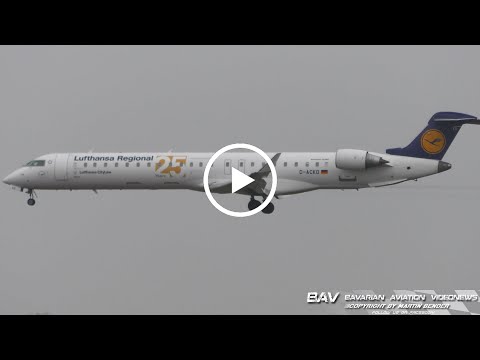 Bombardier CRJ-900 - Lufthansa CityLine "25 years sticker" D-ACKD - landing at Munich Airport
