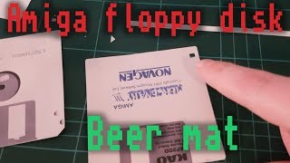 Improving an Amiga floppy disk design for a beer mat.