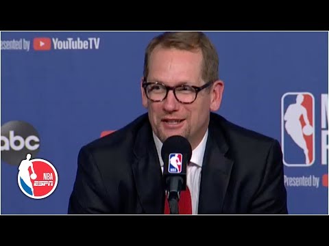 猛龍隊的尼克-努爾斯談到帕斯卡爾-西亞卡姆作為球員的轉捩點|2019年NBA總決賽。 (Raptors' Nick Nurse addresses Pascal Siakam's turning point as a player | 2019 NBA Finals)