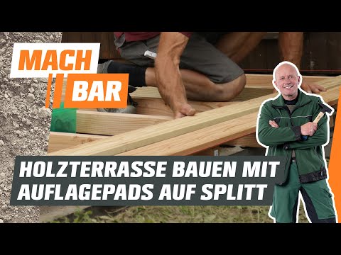 , title : 'Holzterrasse bauen im Splittbett auf Auflagepads | OBI'